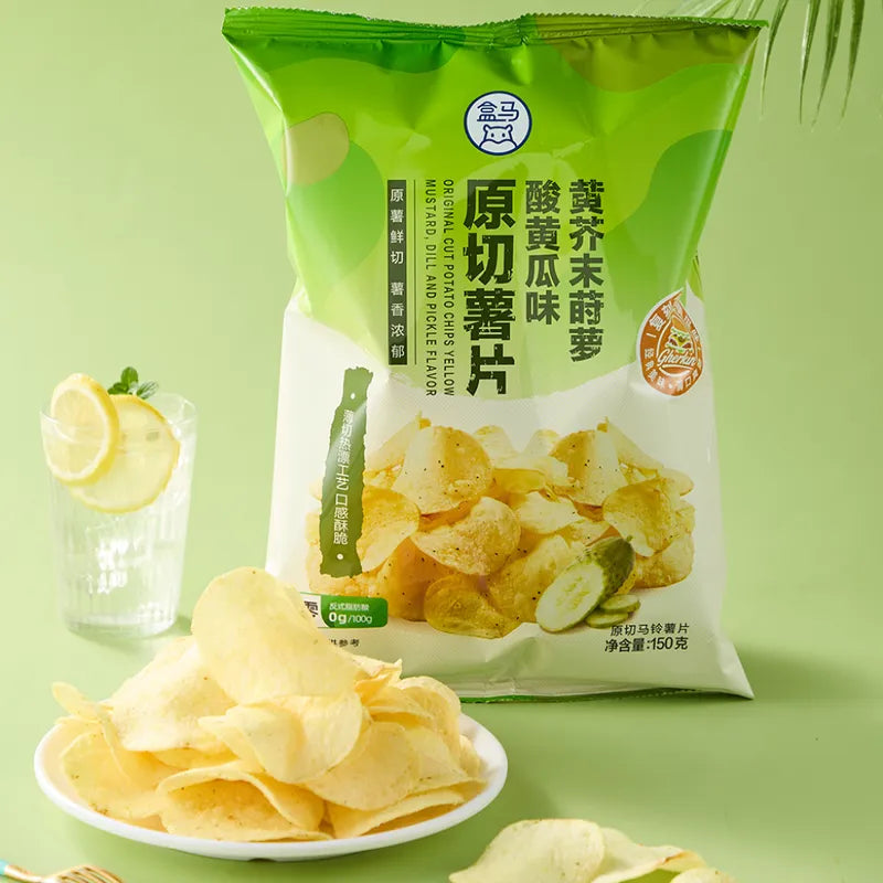 原切薯片黄芥末莳萝酸黄瓜味 NEWWA HM Original Cut Potato Chips Yellow Mustard Dill Pickle Flavor, 150G – product photo 8