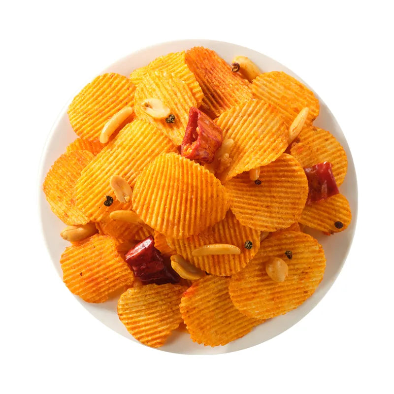 原切薯片花生了薯么柿（椒香麻辣味） NEWWA HM Spicy Potato Chips With Peanuts & Rice Crackers, 150G – product photo 6