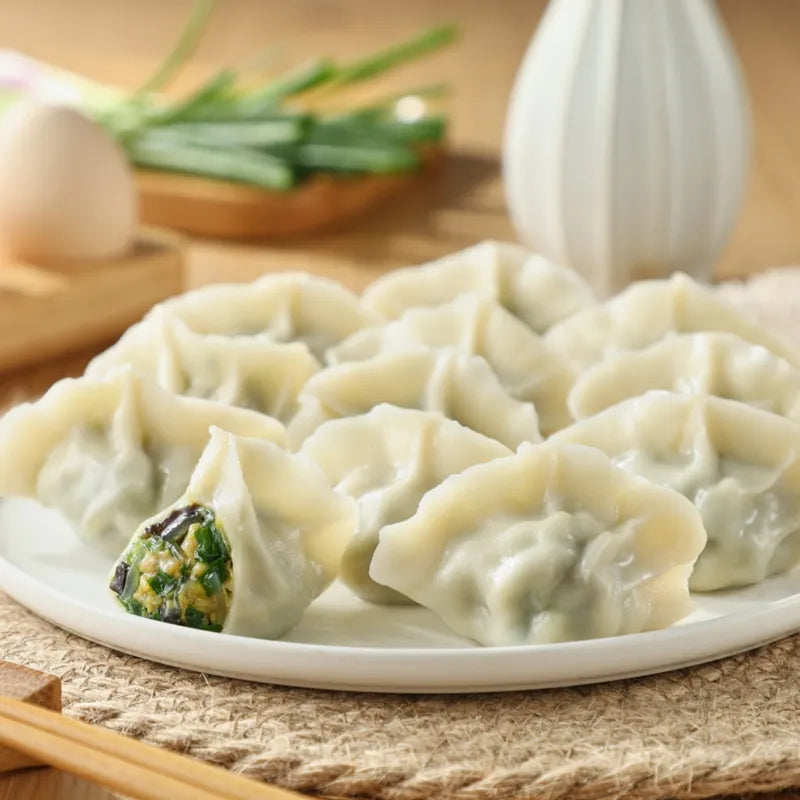 韭菜鸡蛋水饺 NEWWA Chive And Egg Dumplings, 500G – product photo 6