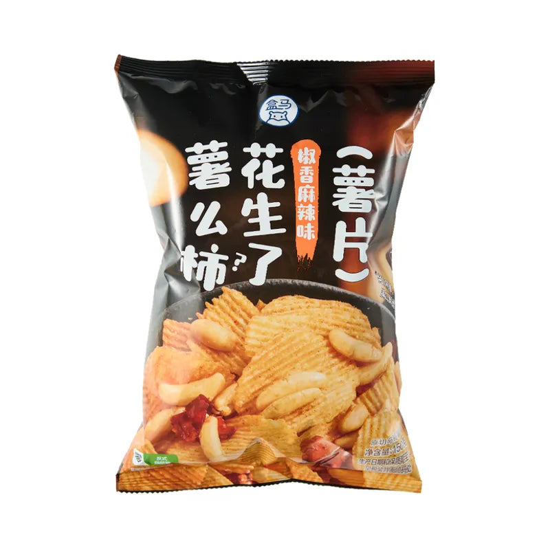 原切薯片花生了薯么柿（椒香麻辣味） NEWWA HM Spicy Potato Chips With Peanuts & Rice Crackers, 150G – product photo 12