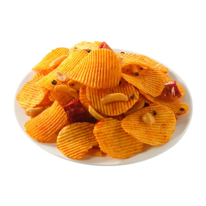 原切薯片花生了薯么柿（椒香麻辣味） NEWWA HM Spicy Potato Chips With Peanuts & Rice Crackers, 150G – product photo 5
